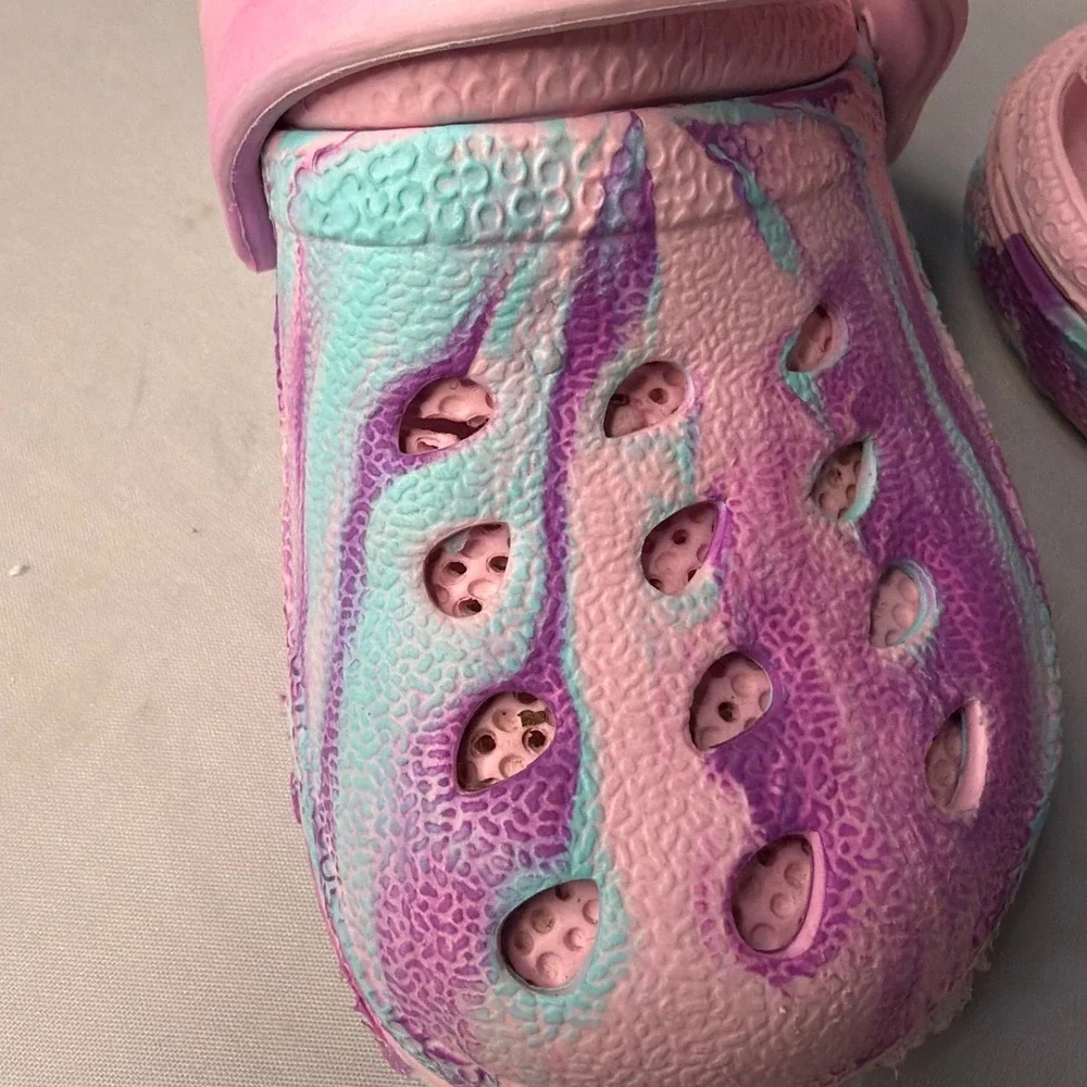 Capelli New York Girls Pink Purple Teal Marbled Slip On Clog Shoes Size 6
